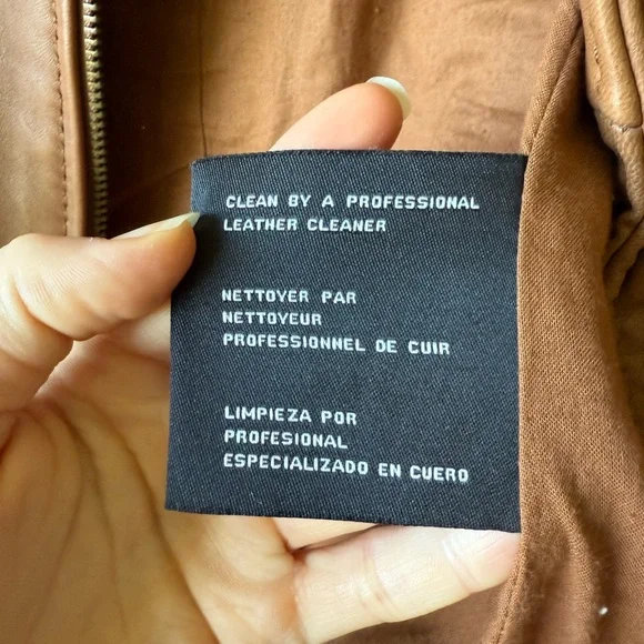 NWOT Michael Kors Brown Leather Jacket Size XS - Picture 6 of 9